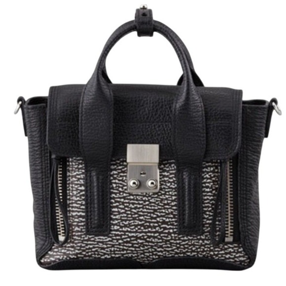 3.1 Phillip Lim Handbags - 3.1 Phillip Lim Pashli Satchel Bag Black Pebble Leather Metallic Textured